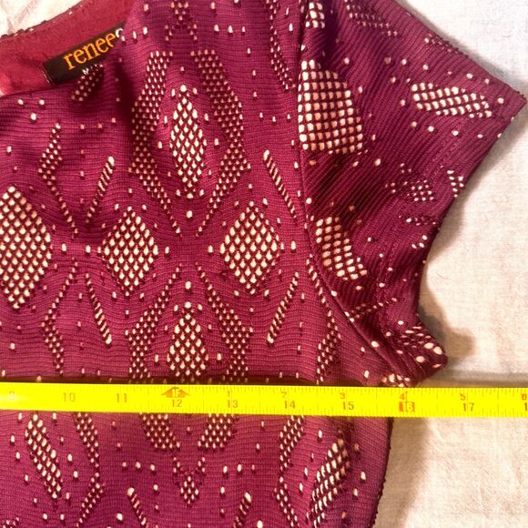 Renee C Shiloe Texture Knit Dress Womens XSP Purple Cut Out Design Lined Twirl - Picture 7 of 13